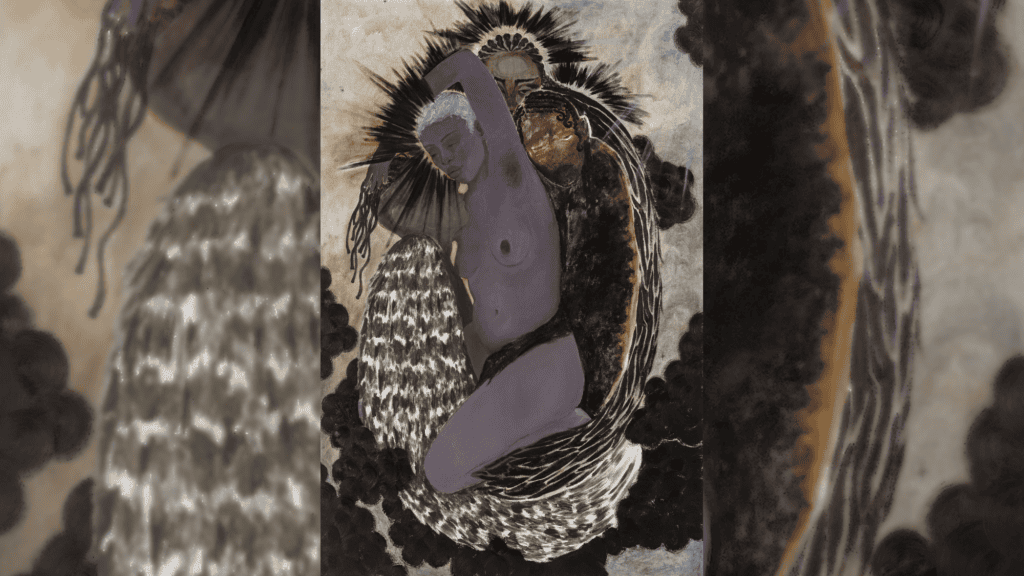 Photo: Naudline Pierre, Too Much, Not Enough, 2020. Oil on canvas. On loan from the Scantland Collection.